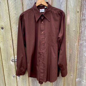 Vintage MCM Imperial Guard Dark Brown Button-Up Men's Shirt Size 16-1/2 – 33